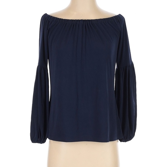 MICHAEL Michael Kors Tops - MICHAEL Michael Kors Navy Blue Off the Shoulder Blouse Size Small
